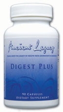 Ancient Legacy Digest Plus 90 Caps  As a dietary supplement, take one (1) to three (3) capsules before each meal, or as recommended by a health care professional. Drink at least 8 ounces (a full glass) of water or other fluid daily.